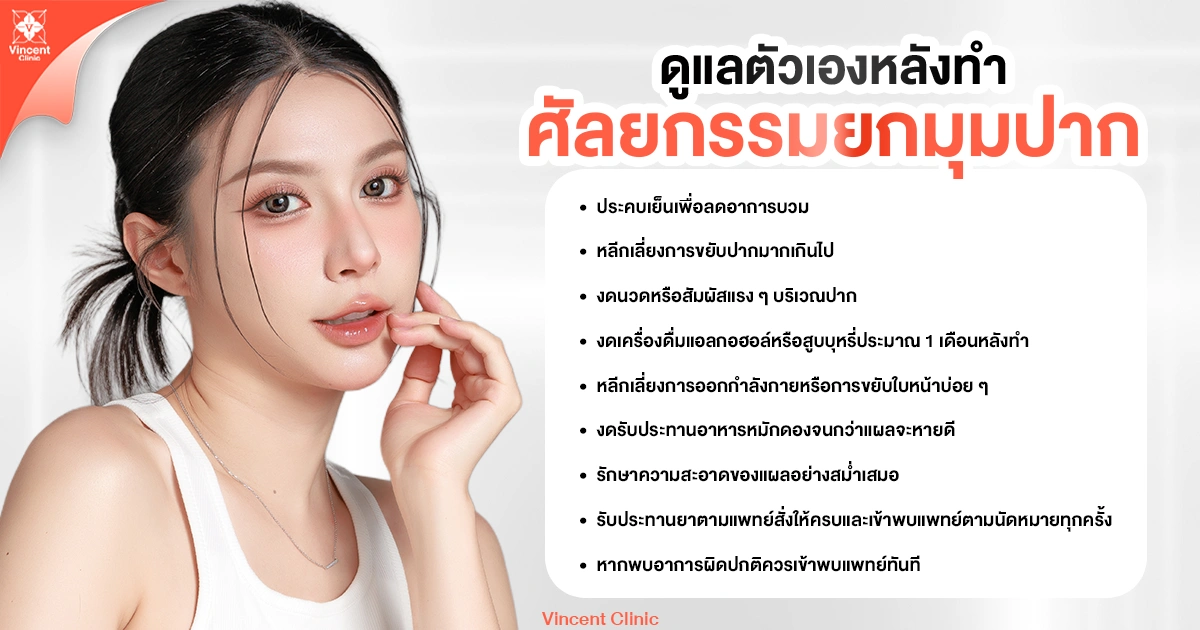 ดูแลตัวเองหลังทำ ศัลยกรรมยกมุมปาก