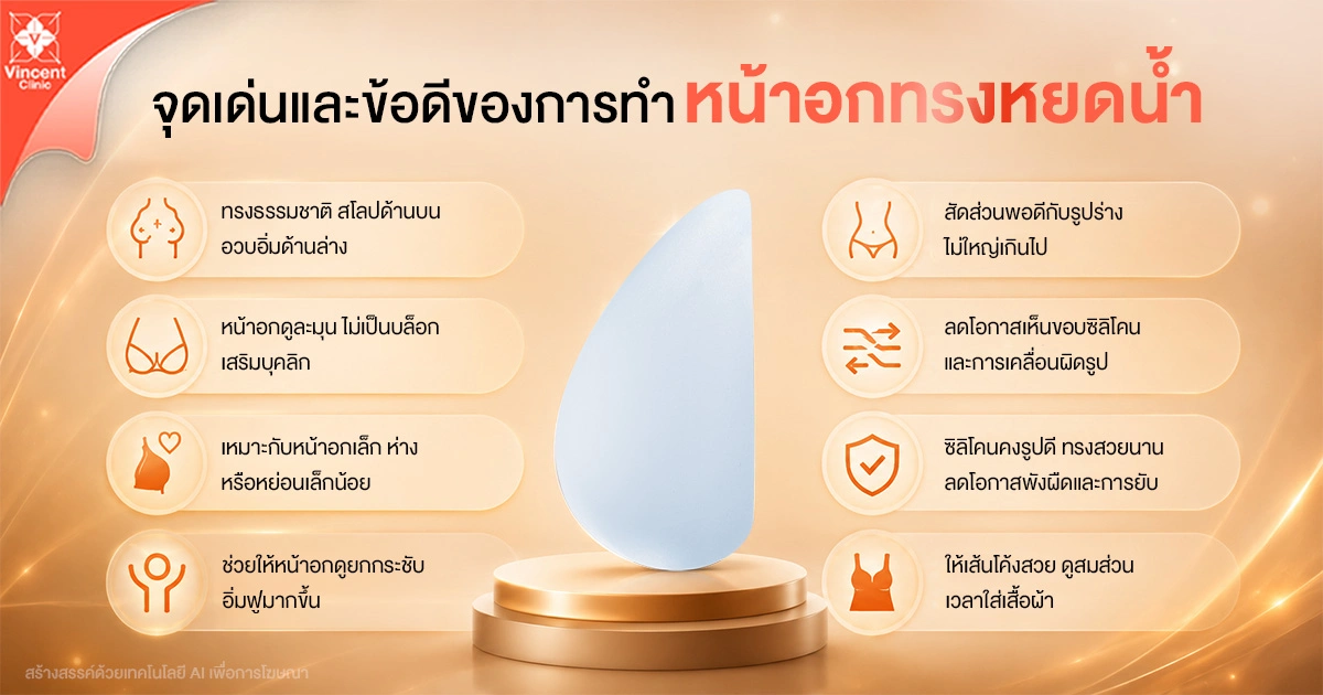 จุดเด่นและข้อดีของการทำหน้าอกทรงหยดน้ำ